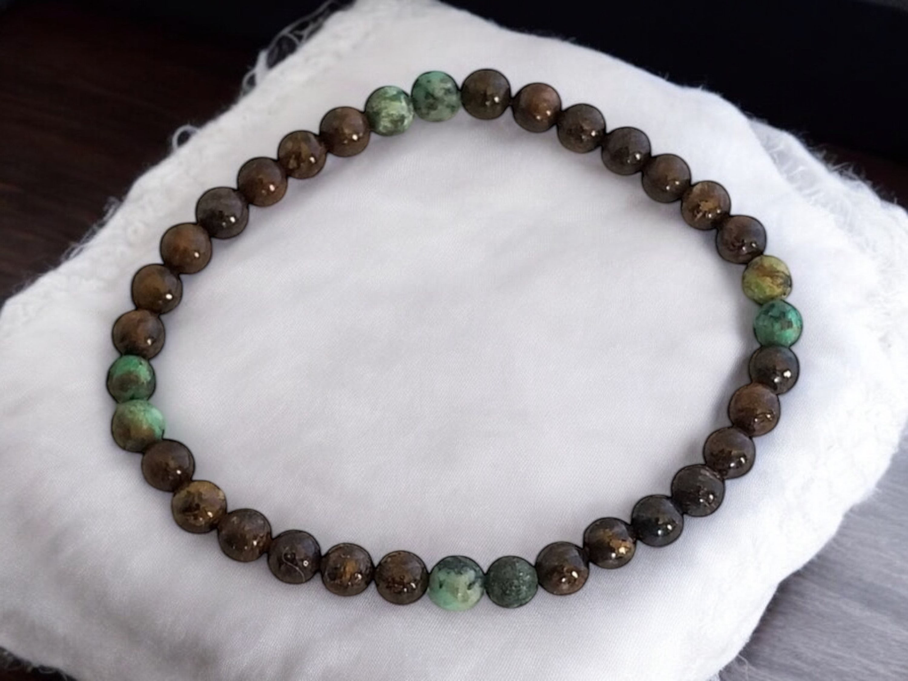 1000 Bronzite and African Turquoise Stretch Bracelet