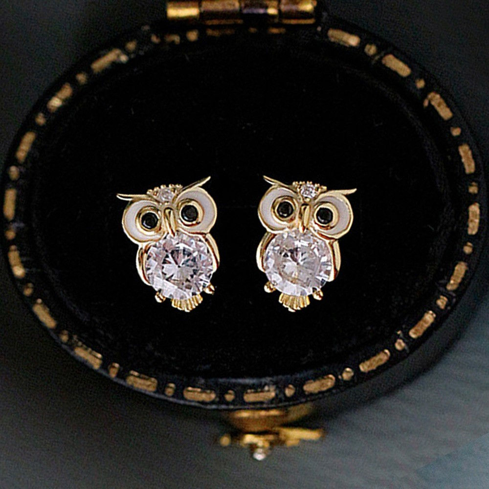 688 Zircon Owl Earrings