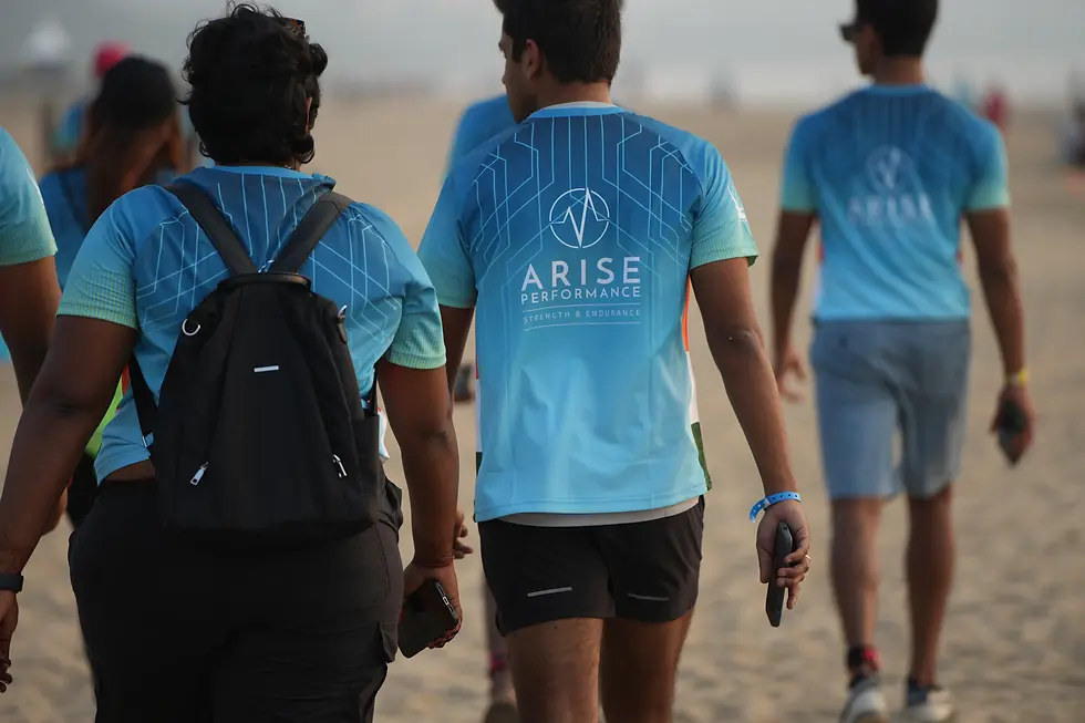 Team ARISE at the beach during Ironman 70.3 Goa 2024