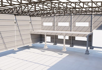 Modelagem 3D - Sala Moderna com Piso Azul e Madeira