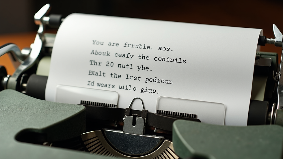 close-up of a vintage typewriter with a sheet of paper containing handwritten poetry