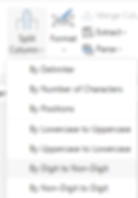Split column to number and text part