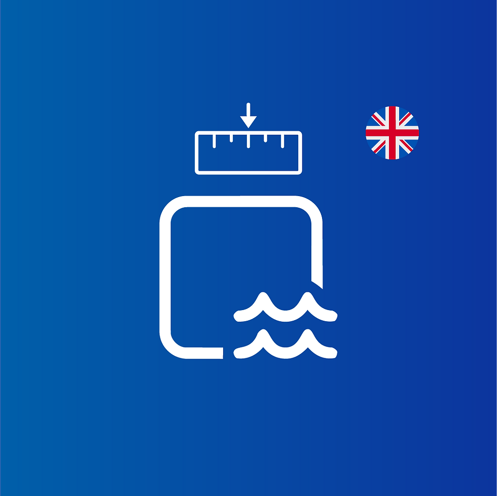 Ruler above Direct Lake Icon, with English flag and blue background