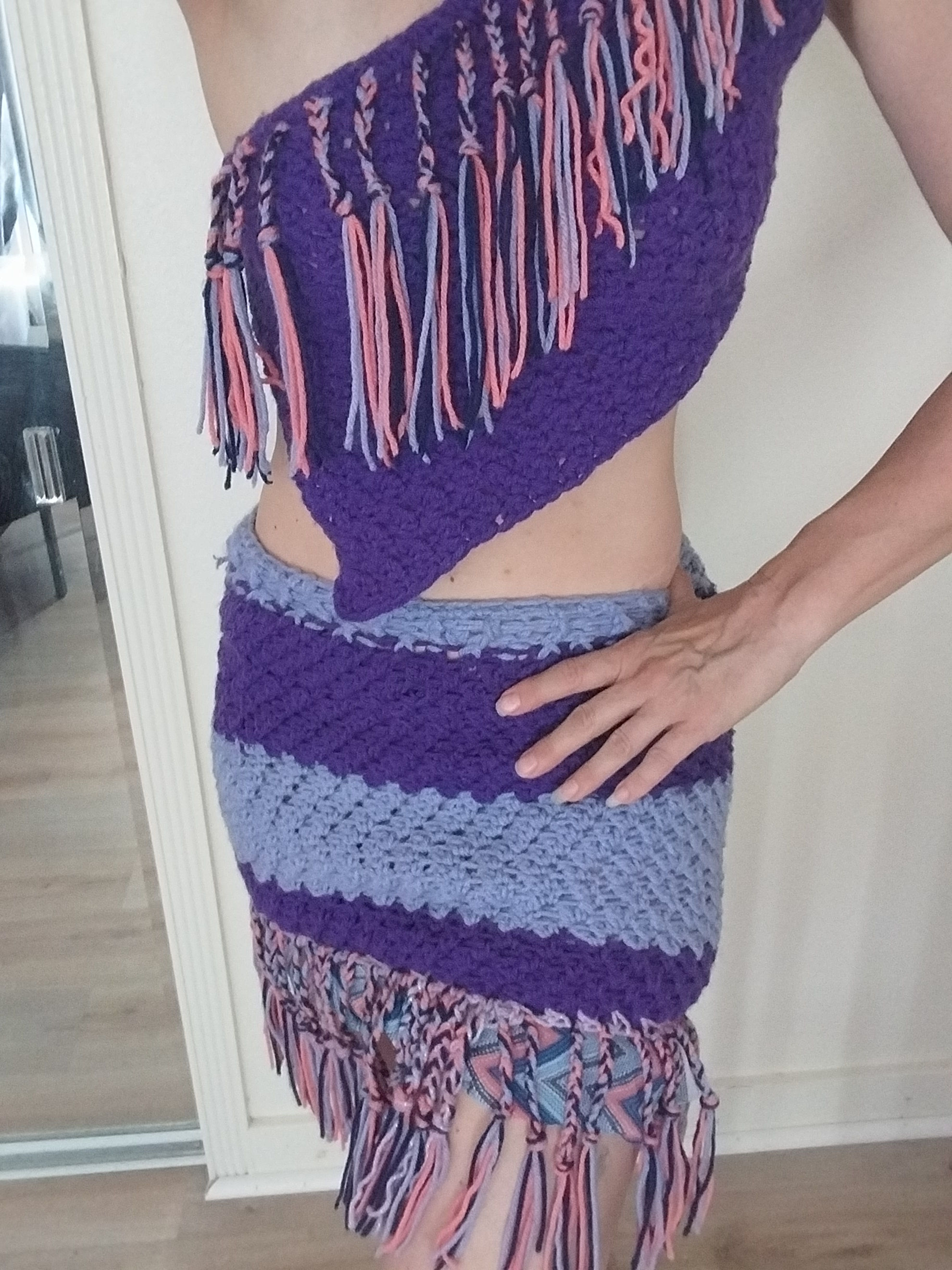 Fringed Purple Peace Lily Crochet 2 Piece