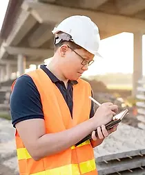 Person In SafetForintech, https://sea.forintech.com, www.sea.forintech.com, PU screed, PU concrete, flooring, mortar, epoxy, forincrete, polyurethane, industrial flooring, epoxy flooring,y Gear On Construction Site.webp