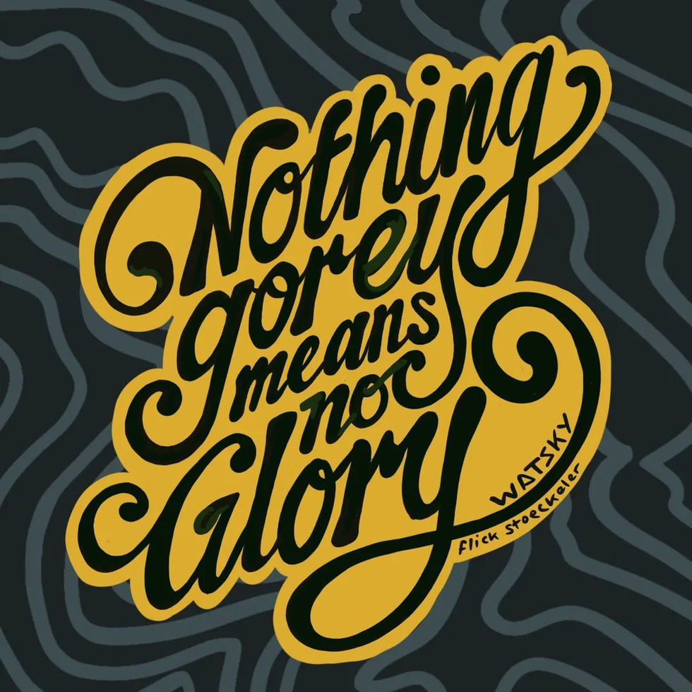 tattoo style text reading nothing gorey means no glory