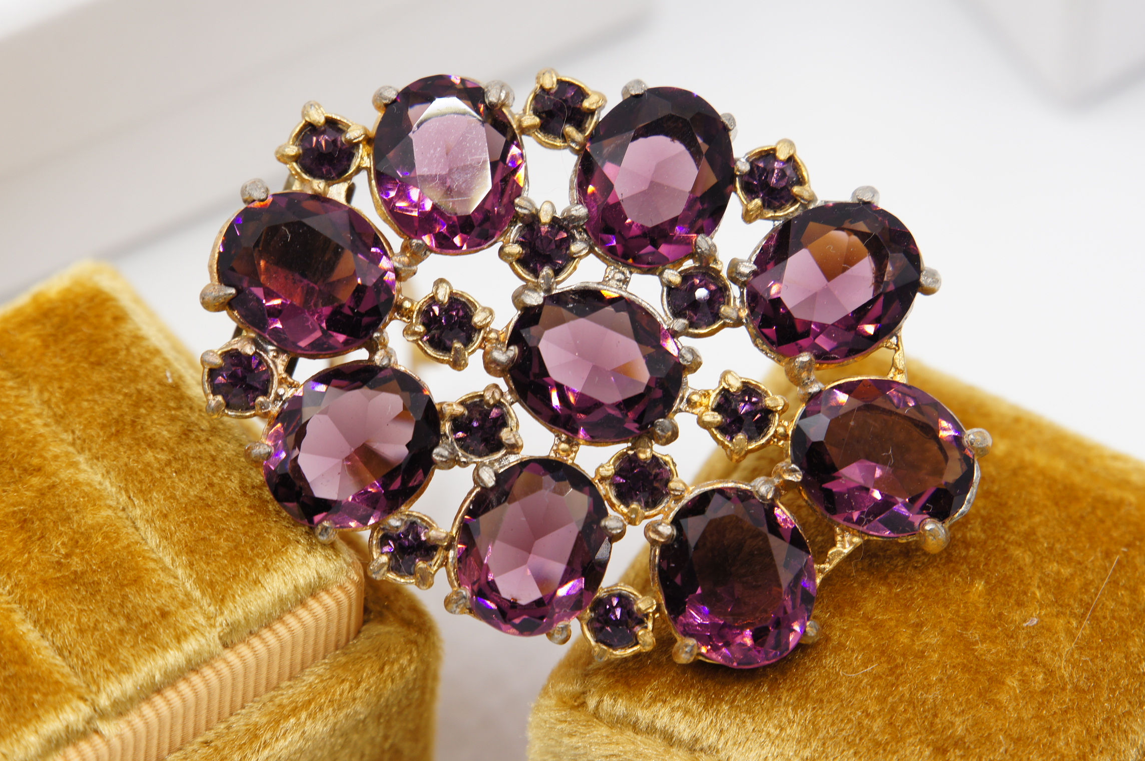 Faux amethyst dress clip
