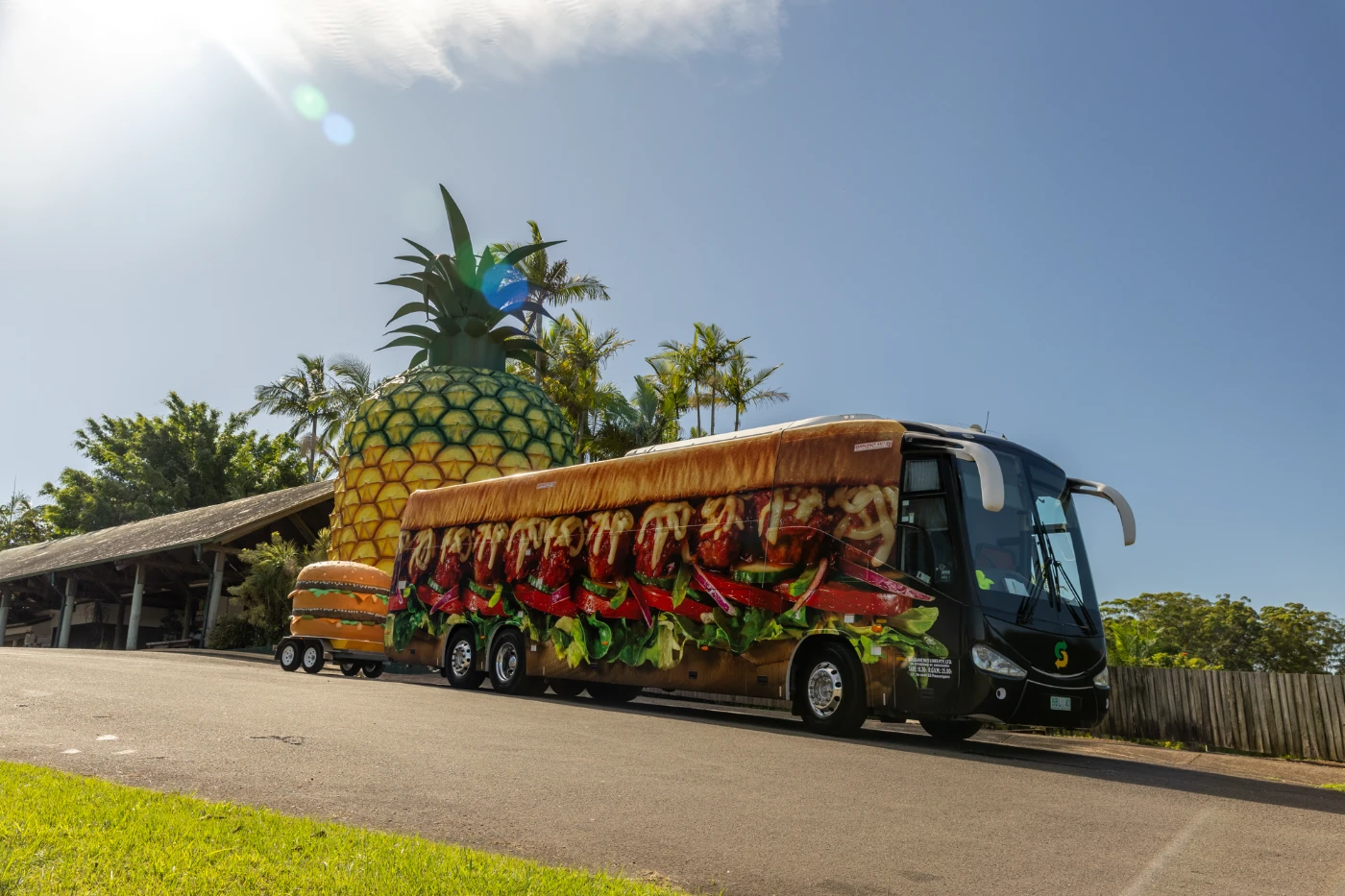 Subway Australia giant sub bus with giant pineapple