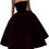 Thumbnail: Dark Red Velvet Midi Prom Dresses A-Line Strapless Crystals Pleated Velour Tea L