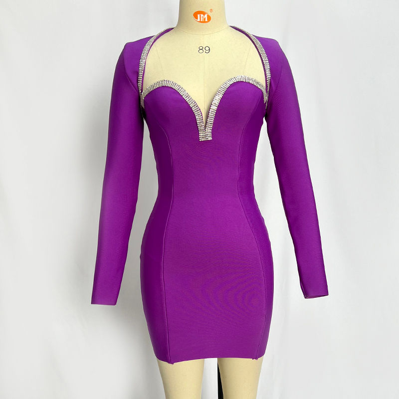 Thumbnail: Wholesale women's 2023 Wear Multi-Color Rhinestone Long Sleeve Bandage Top&Strap