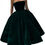 Thumbnail: Dark Red Velvet Midi Prom Dresses A-Line Strapless Crystals Pleated Velour Tea L