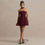 Thumbnail: CUYUN Customized Burgundy Strapless Prom Dresses with Belt Halter Sleeveless Min