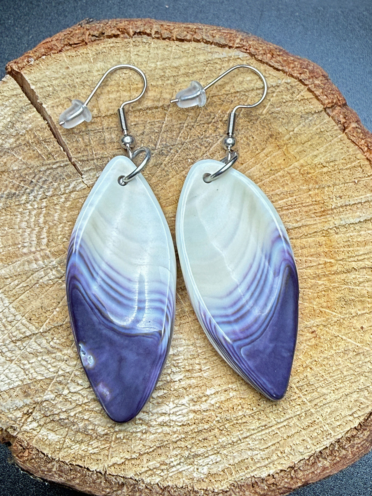 Quahog Shell Rounded Long Shape Earrings