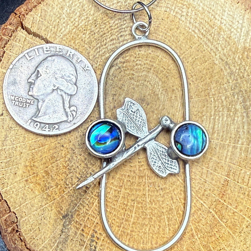 Thumbnail: Dragonfly Pendant with Abalone Necklace