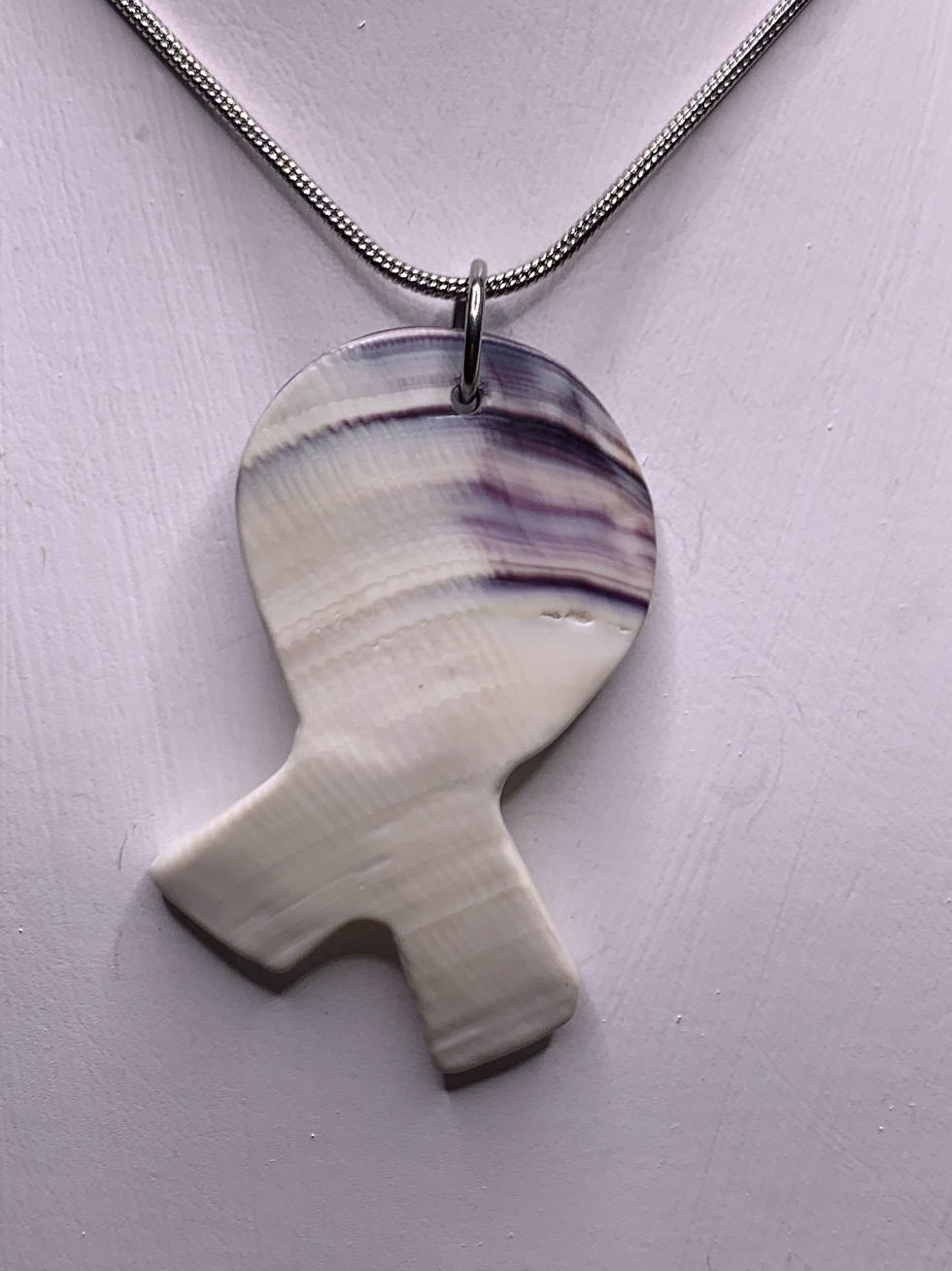Thumbnail: Wampum Cancer Awareness Ribbon Pendant Necklace
