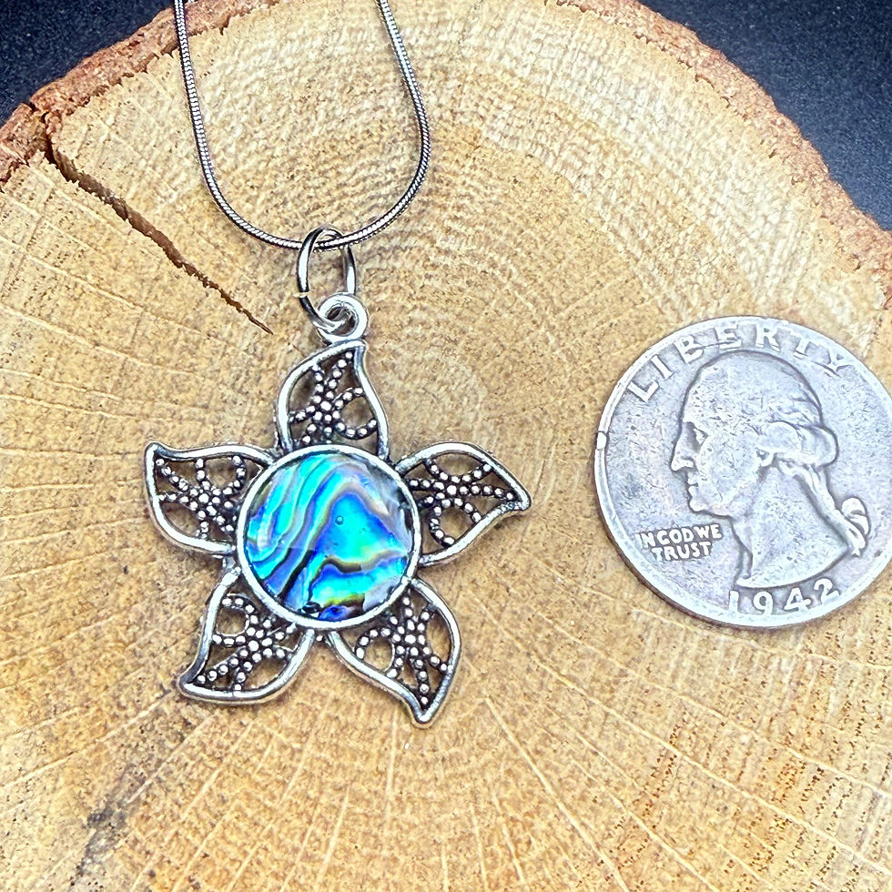Thumbnail: Flower Pendant with Abalone Necklace