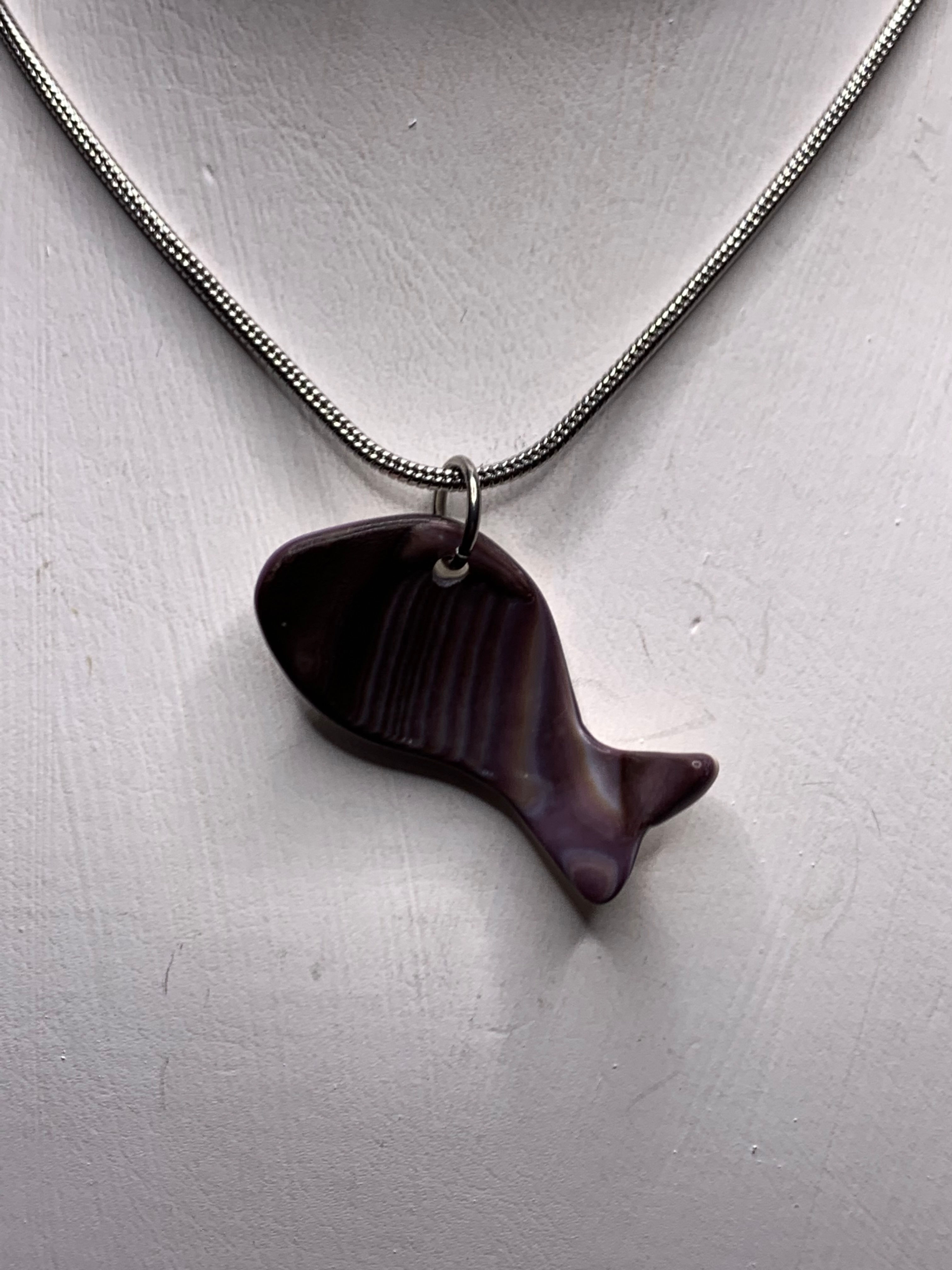 Wampum Purple Fish Necklace