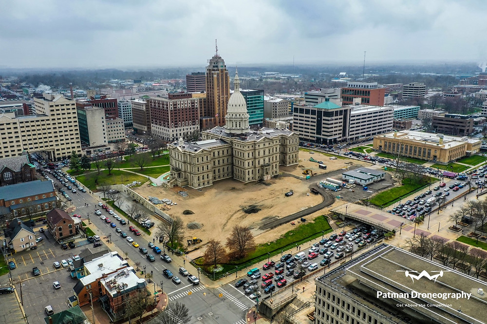 Operation Gridlock -*DRONE FOOTAGE*- Lansing Michigan Protest - Patman Droneography