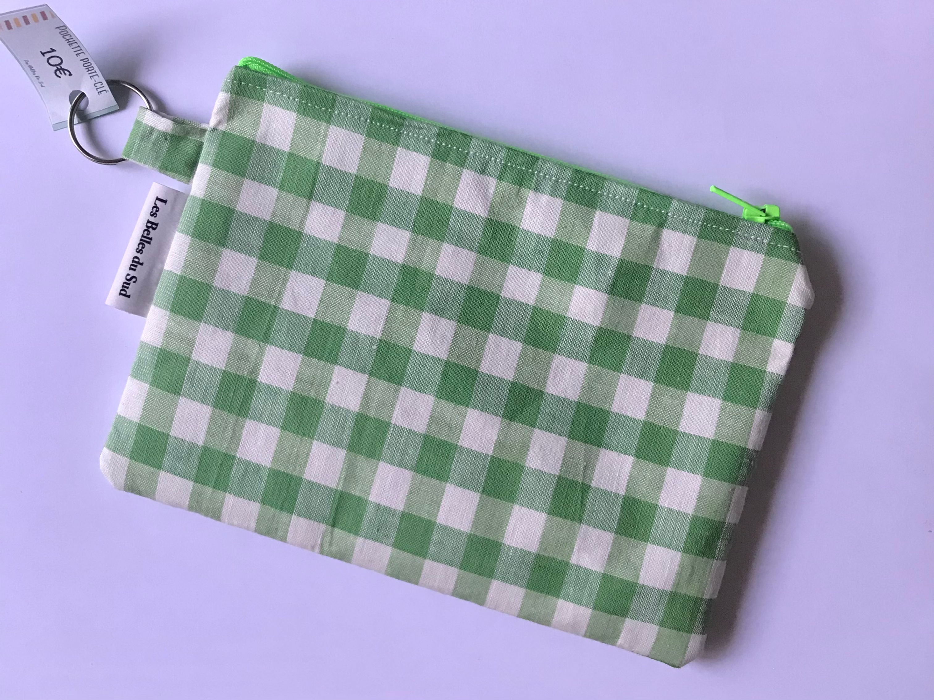 Pochette Porte-clé - Carreaux vert