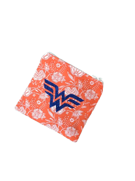 Porte Monnaie - tissus orange/ Wonder Woman
