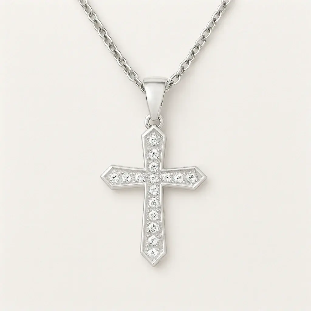 Zicon Cross 925 Sterling Silver Pendant Necklace  Good Quality