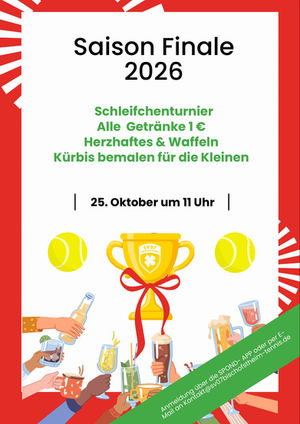 Tennis: Saisonfinale am 25.10.2026 um 11 Uhr
