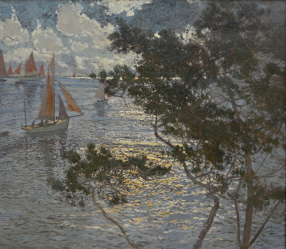 Miniature : MARCEL-CLÉMENT Amédée Julien (1873-?) " Voiliers à Saint-Trojan-les-Bains "