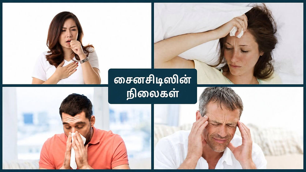 சைனஸ் அழற்சியின் 4 நிலைகள் - கடுமையான, நாள்பட்ட, துணைக்கடுமையான, மற்றும் கடுமையான மற்றும் நாள்பட்ட.