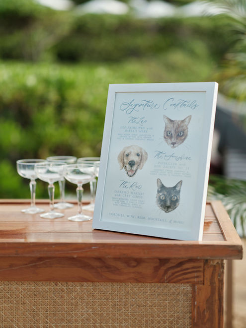 pet portraits at the bar at maui destination wedding