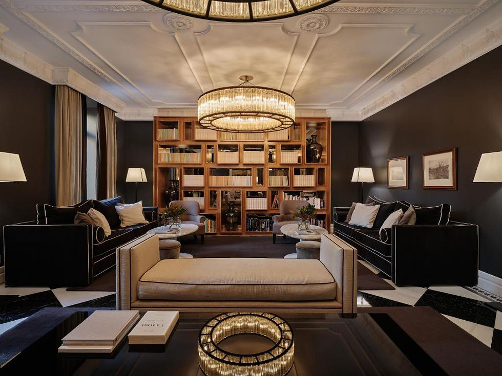 Eye-level view of Unico Hotel Madrid's elegant lobby with modern decor