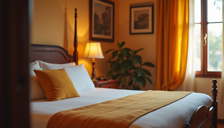 Close-up view of a cozy room at Hotel Ingles Madrid with classic Spanish decor