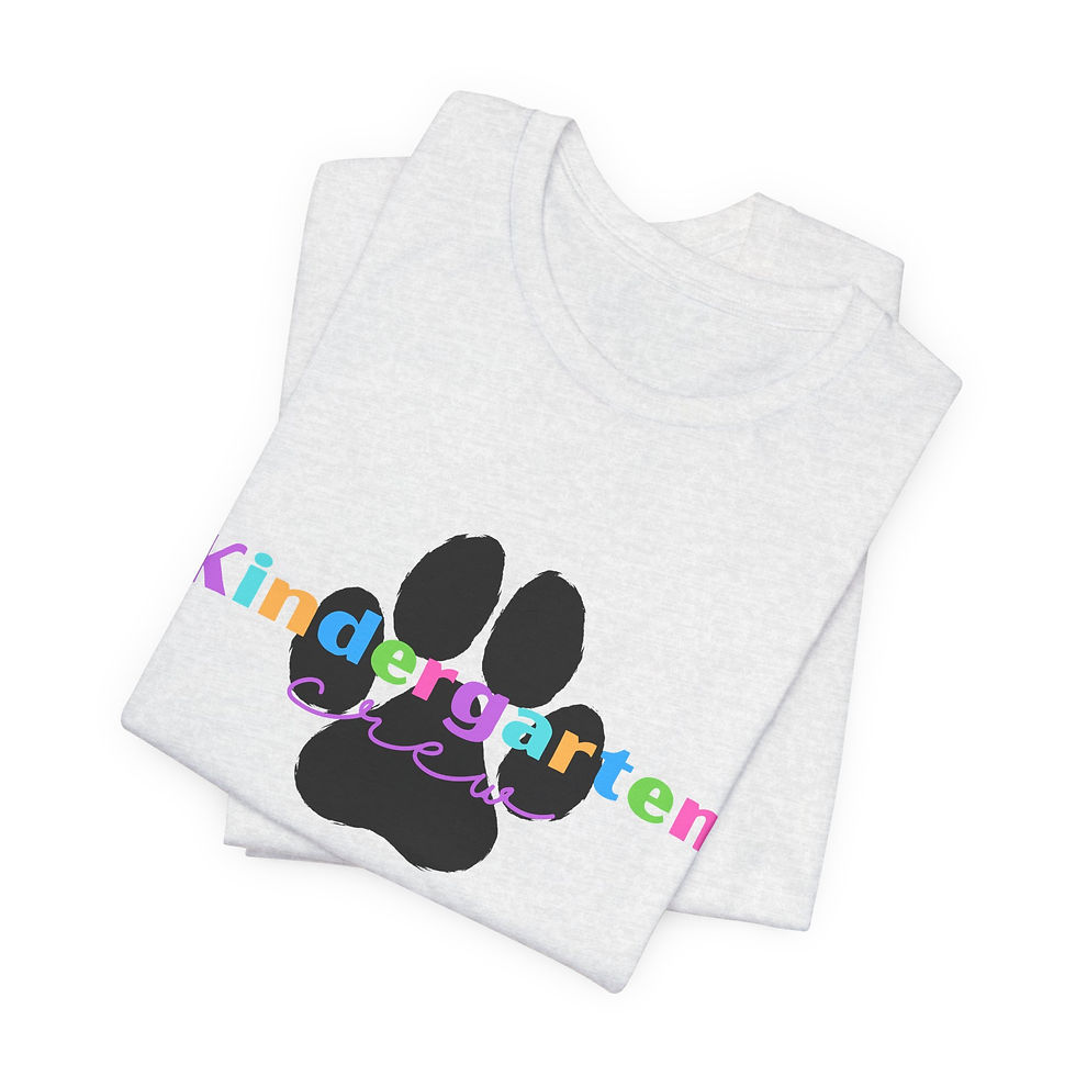 Thumbnail: Colorful Paw Print Kindergarten Crew Tee, School Spirit Wear