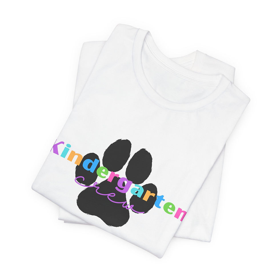 Thumbnail: Colorful Paw Print Kindergarten Crew Tee, School Spirit Wear