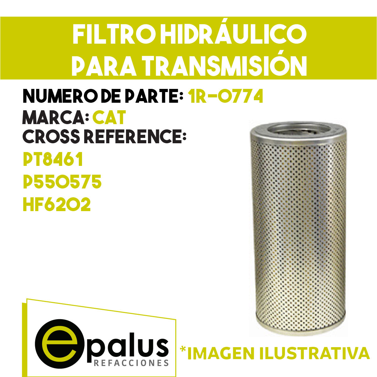 FILTRO HIDRÁULICO PARA TRANSMISIÓN - PARTE: 1R-0774