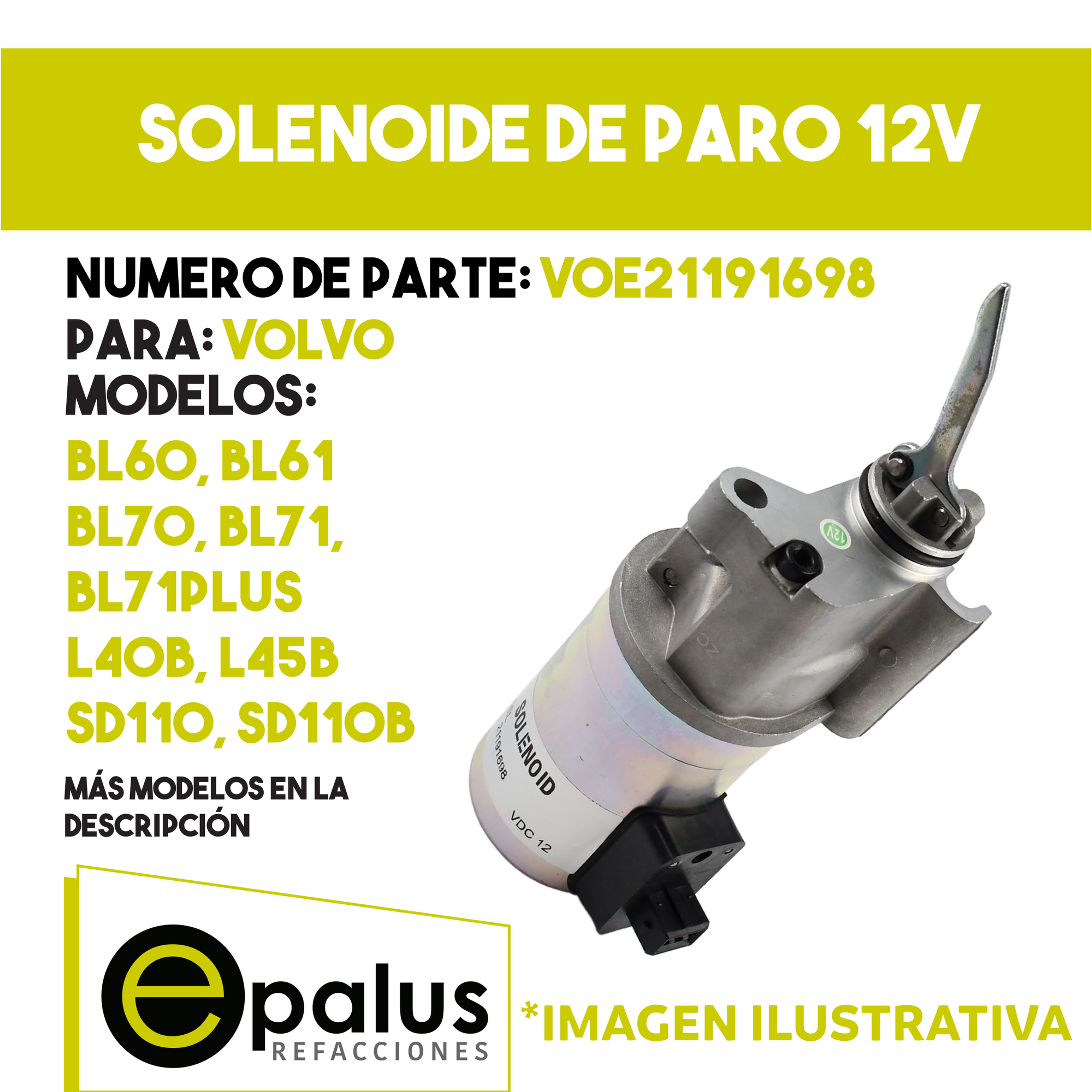SOLENOIDE DE PARO 12V - PARTE: VOE21191698