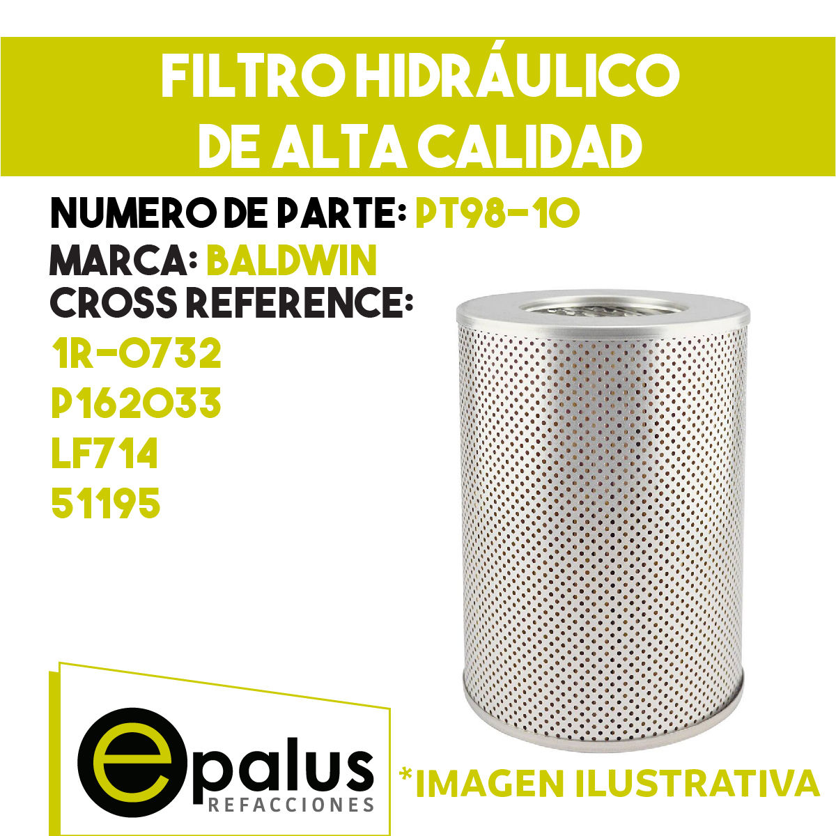 FILTRO HIDRÁULICO DE ALTA CALIDAD - PARTE: PT98-10