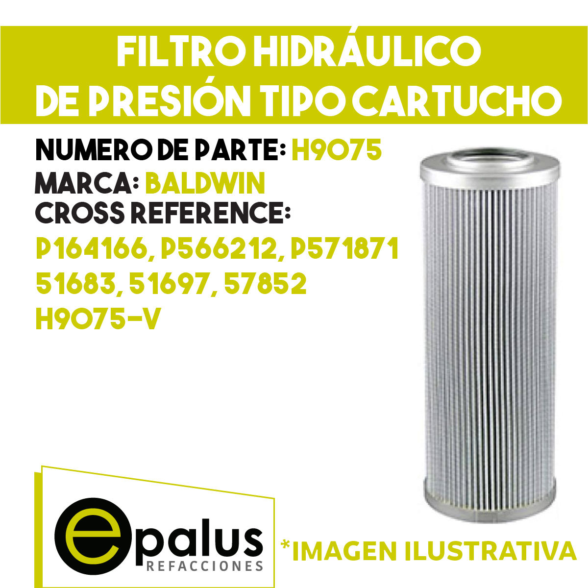 FILTRO HIDRÁULICO DE PRESIÓN TIPO CARTUCHO - PARTE: H9075