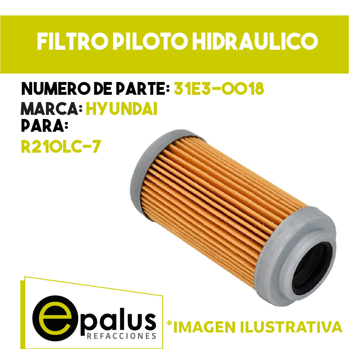 FILTRO PILOTO HIDRÁULICO - PARTE: 31E3-0018