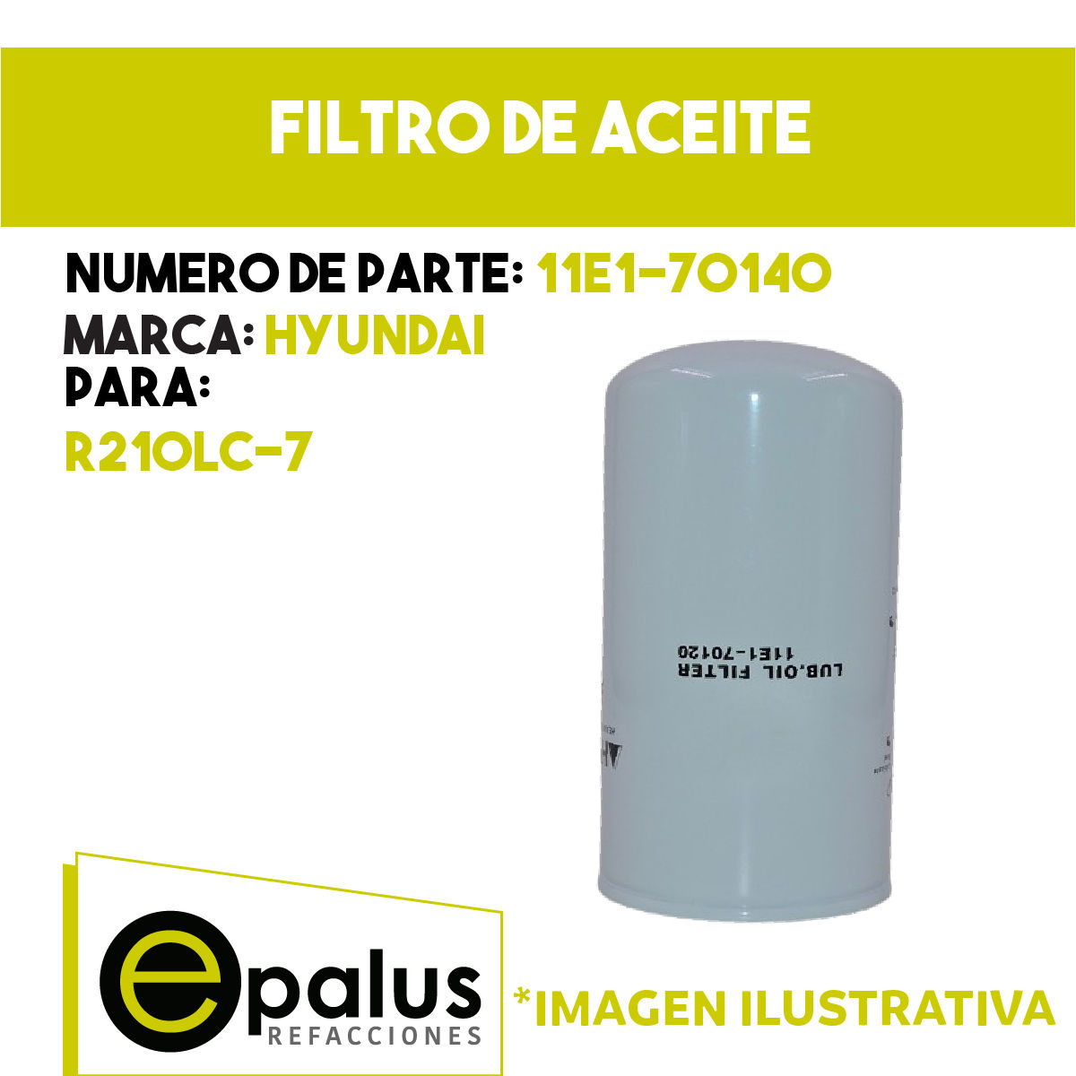FILTRO DE ACEITE - PARTE: 11E1-70140