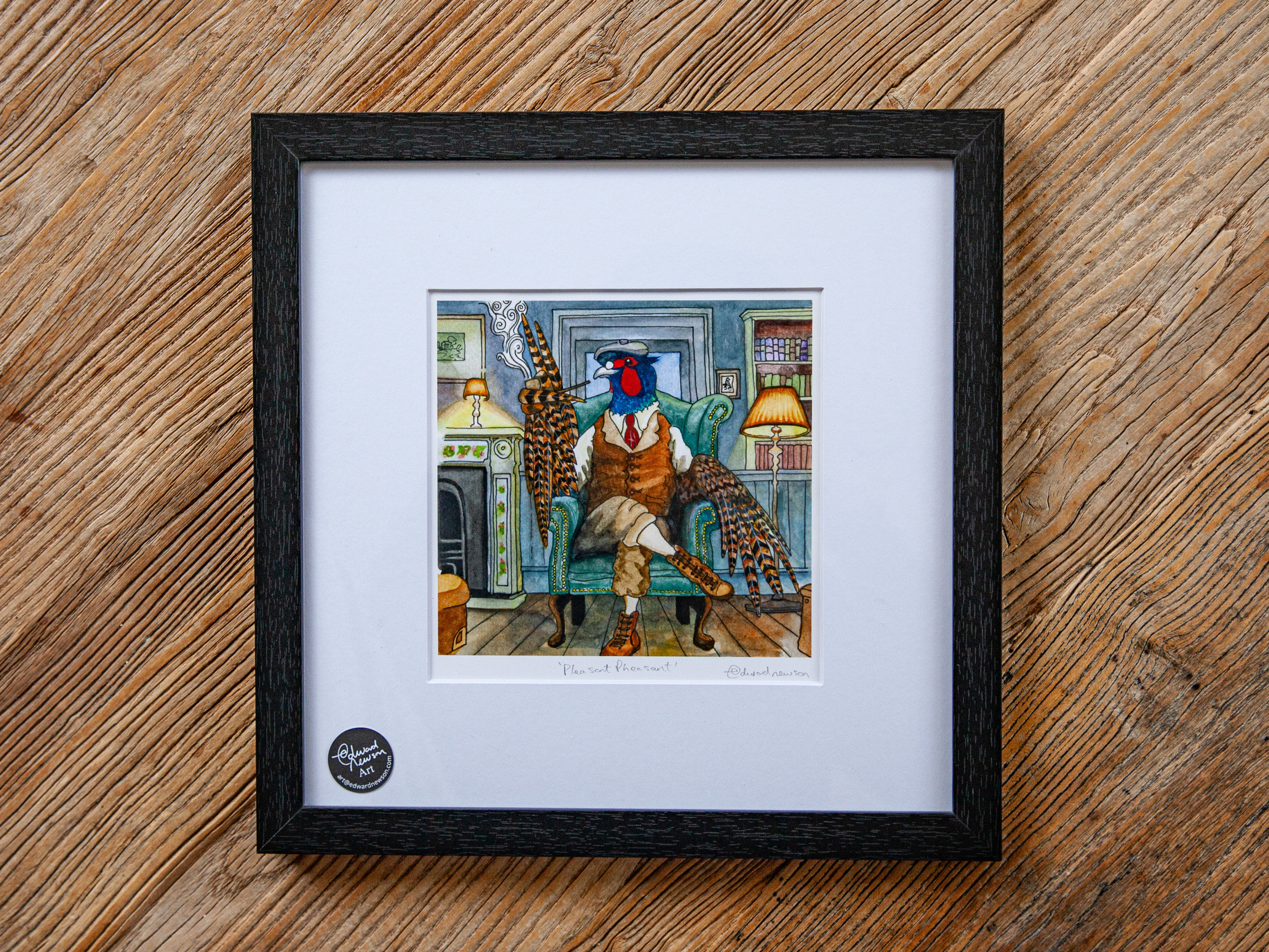 'Pleasant Pheasant' 10"x10" framed print