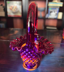 Fenton amberina glass basket