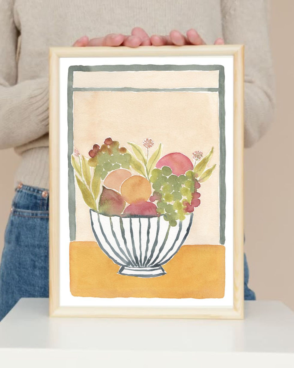 Miniature : Affiche corbeille de fruits à l'aquarelle - téléchargement numérique