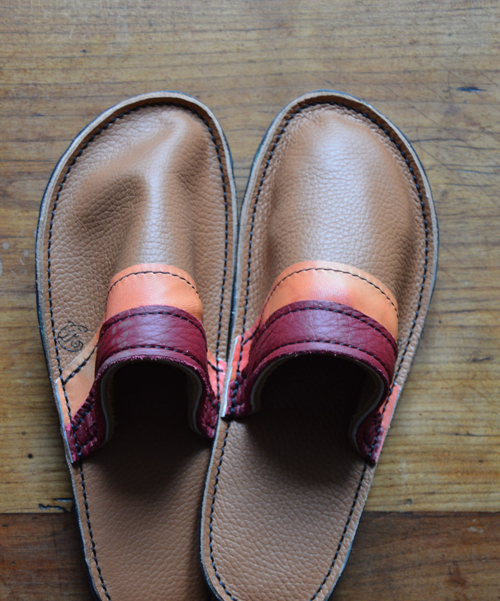 pantoufles en cuir