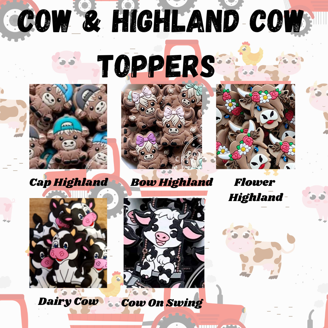 Cow & Highland Cow Beaded Crochet Hooks