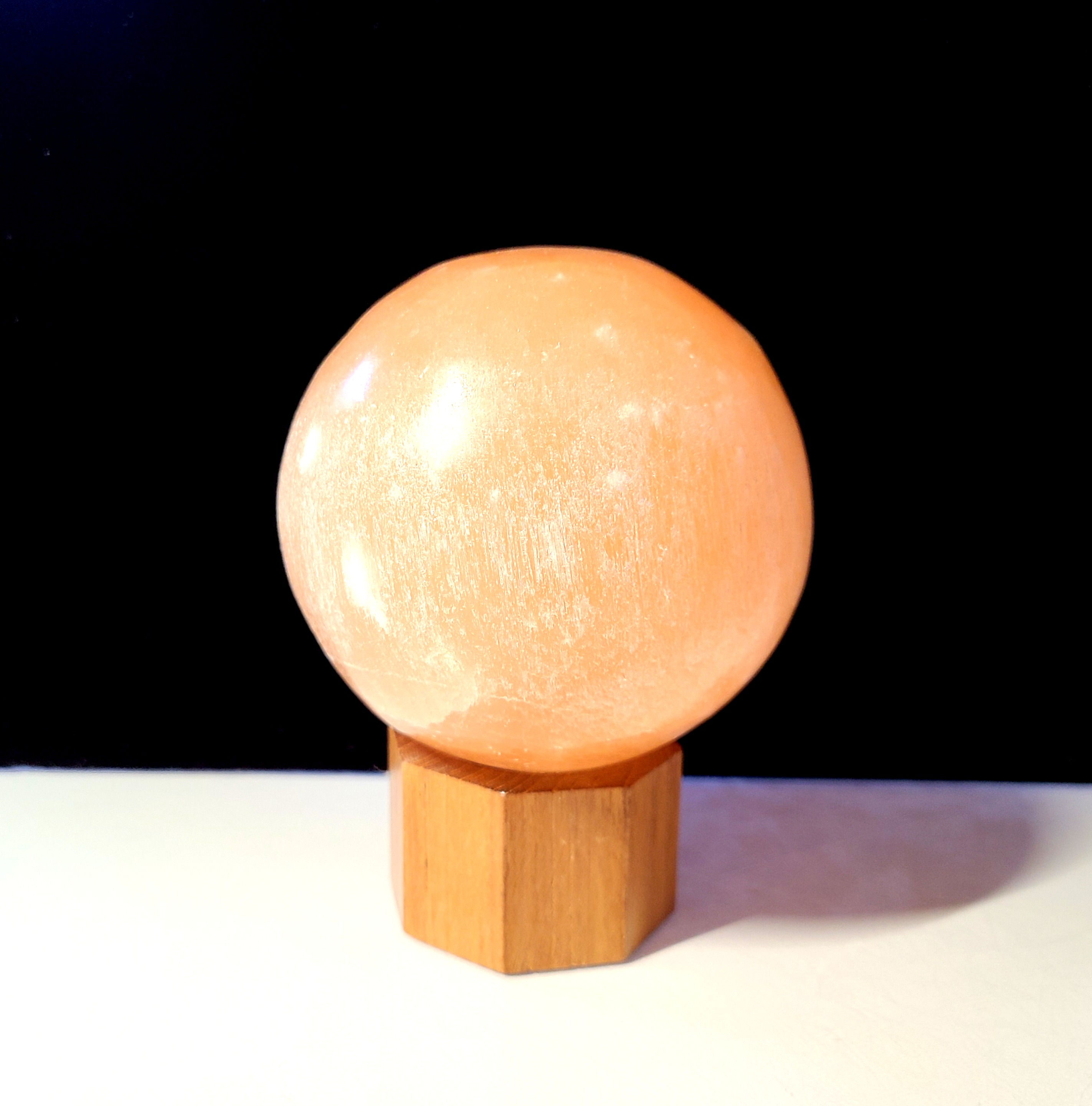 Peach Selenite Sphere w/stand