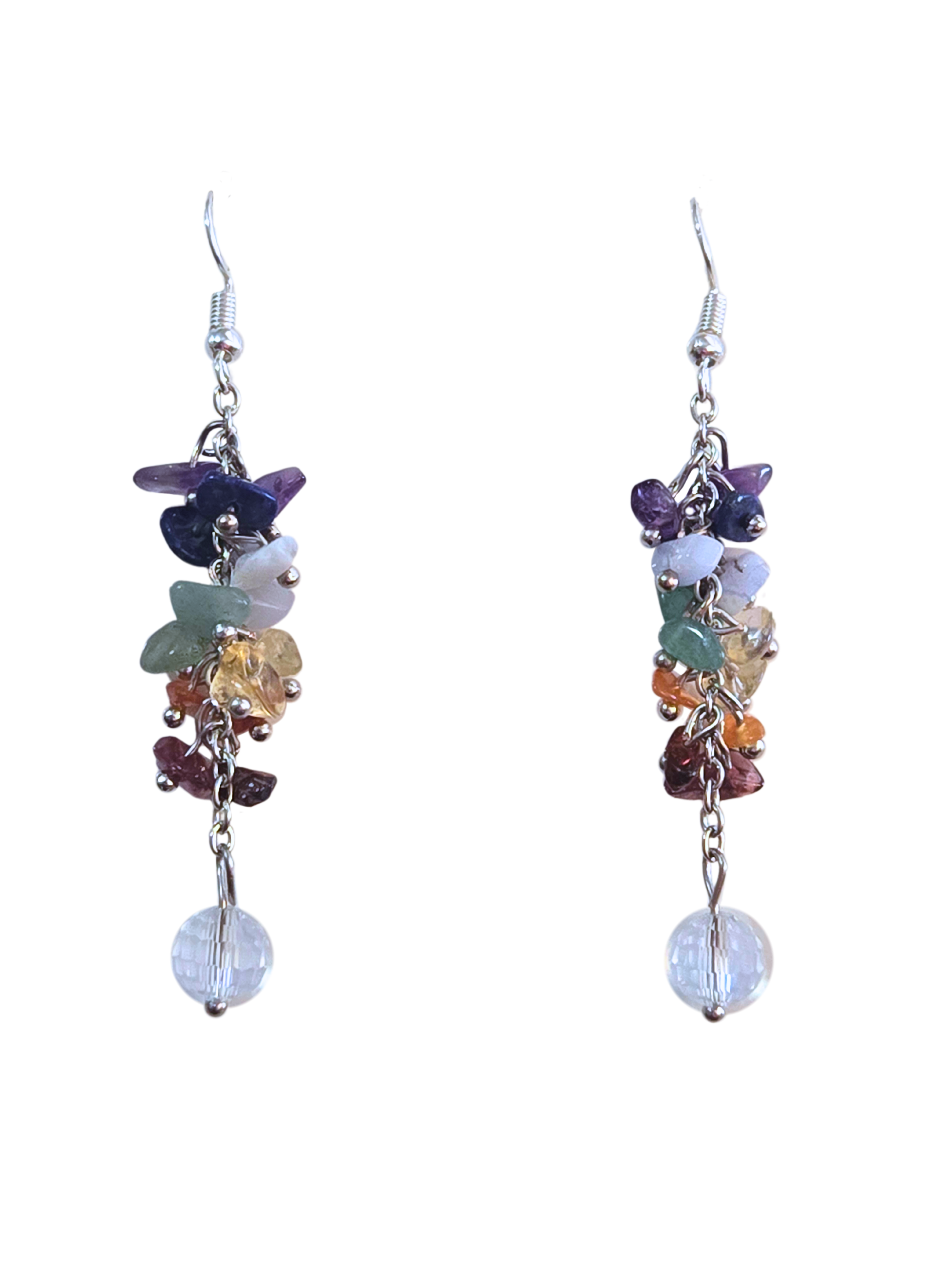 Chakra Dangle Earrings w/Quartz