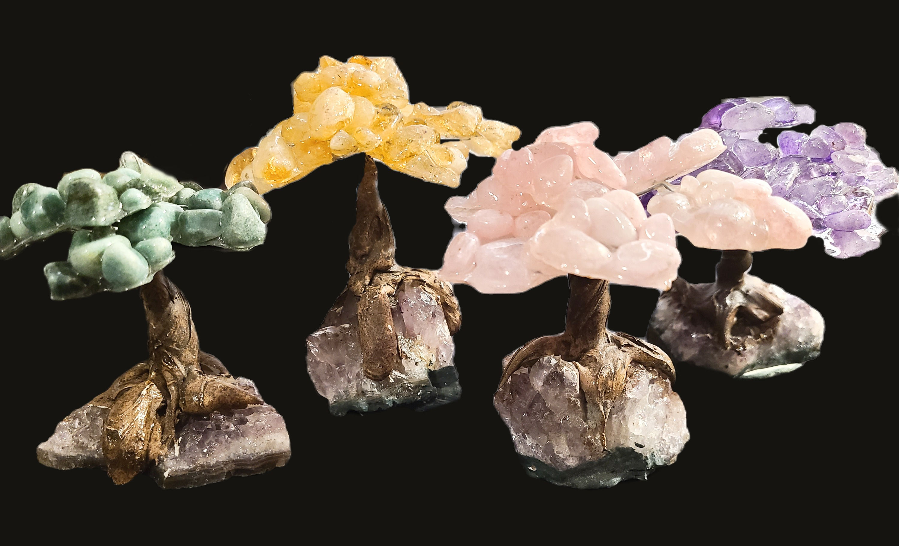 Gemstone Cluster Tree of Life on Amethyst Geode