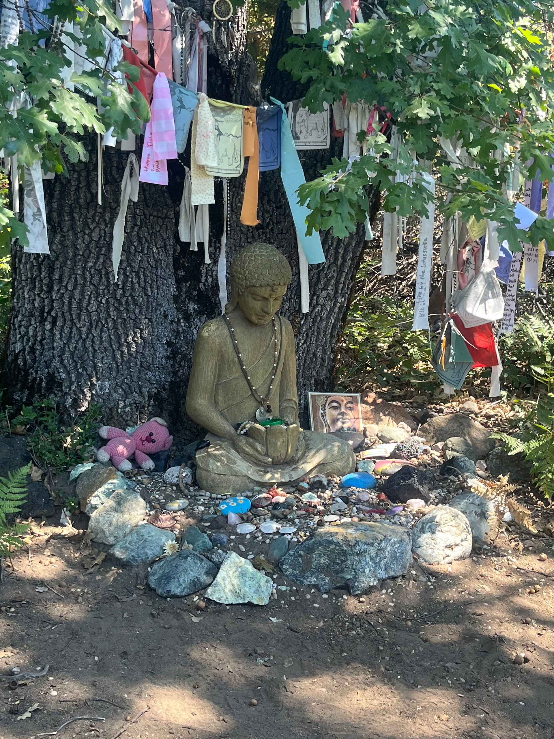 one of the many beautiful statues at the Peace Garden in Mt Shasta, CA