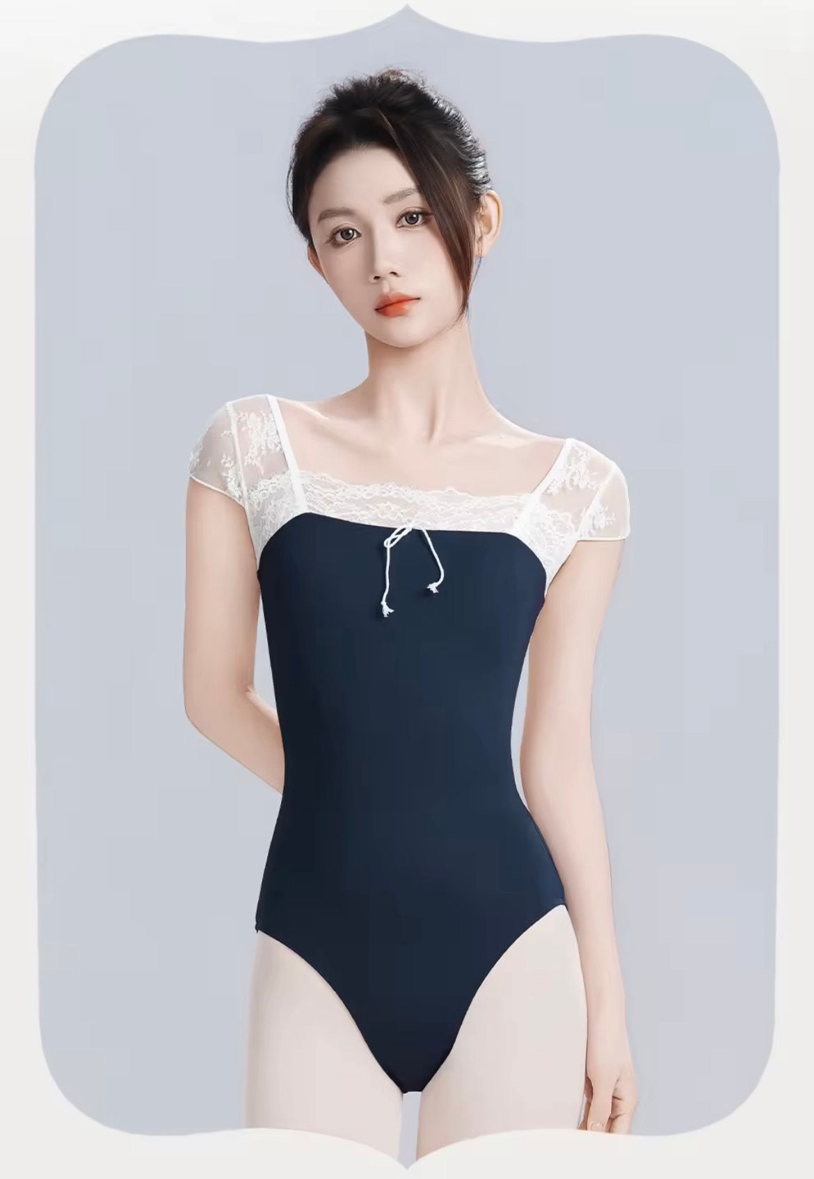 レースキャップスリーブレオタード