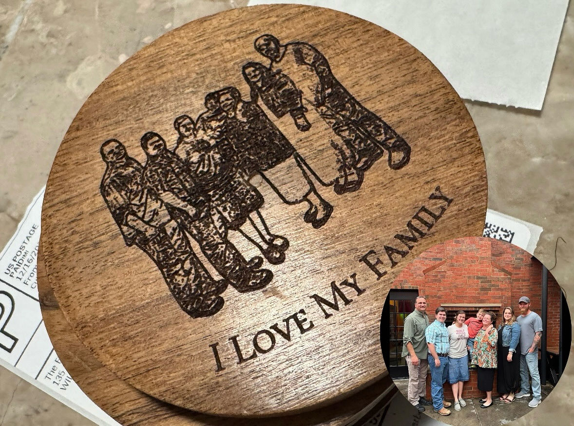 Custom Photo Engraved Wooden Coasters – Set of 4